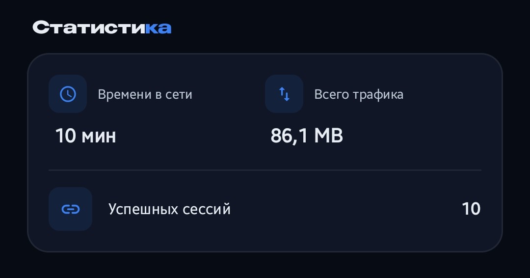Статистика в настройках OmixVPN